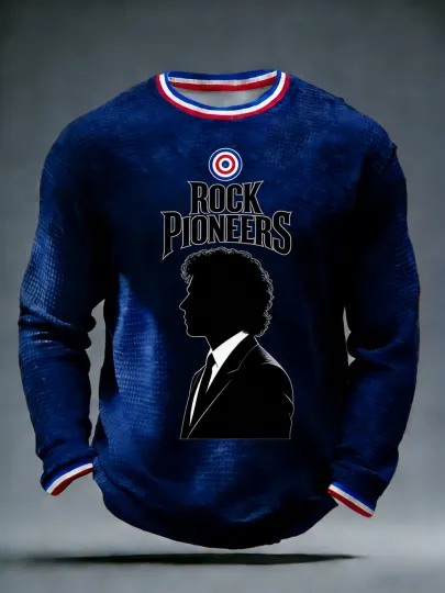 Unisex Retro Punk Band Paul Weller Art Casual Waffle Long Sleeve T-Shirt