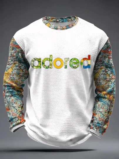 Men's Lemon Roses Music Lover Printed Waffle Long Sleeve T-Shirt