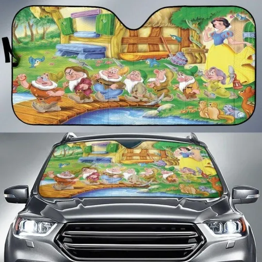 Discover Snow White Seven Dwarf Car Sunshade, Disney Cartoon Auto Sunshade