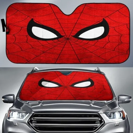 Discover Spiderman Face Car Sun Shade, Disney Superhero Car Windshield