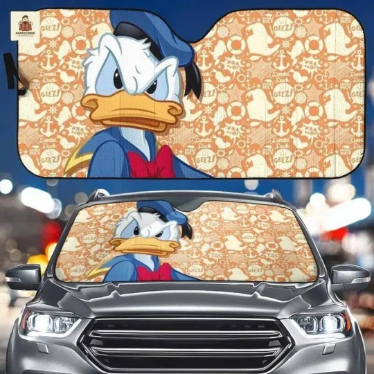 Discover Funny Donald Duck Car Sun Shade, Grumpy Duck Windshield Sunshade