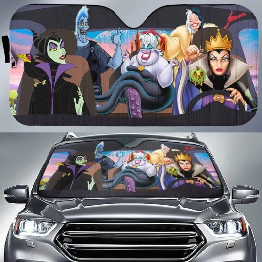 Disneyland Villain Car Auto Sun Shade Evil Queen Malecifent Hades Ursula Car Sun