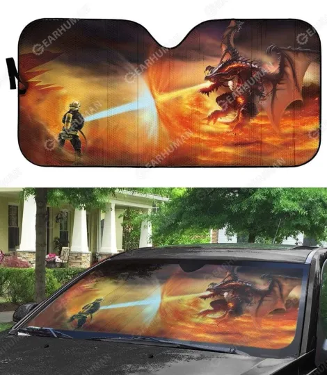 Discover Firefighter Car Sunshade Personalized Windshield UV Protector for Vehicles