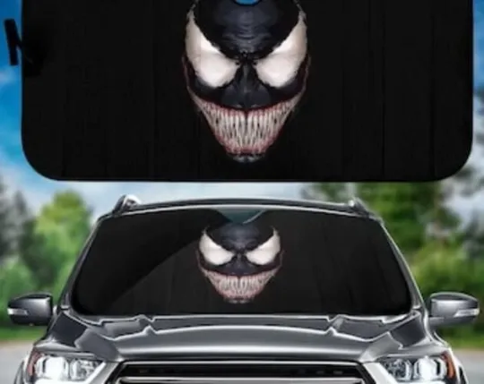 Discover Halloween Venom Car Sunshade, Venom Smile In The Dark Car Windshield