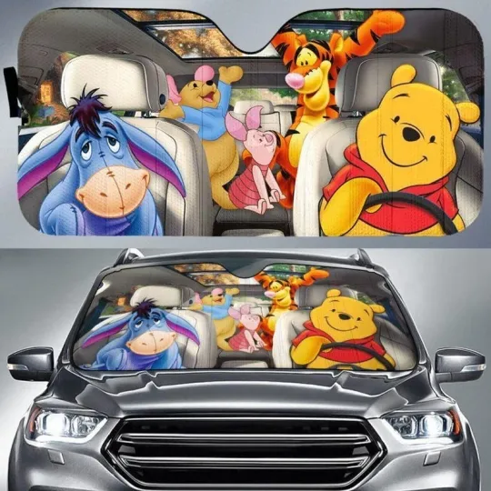 Pooh And Friends Sunshade, Winnie The Pooh Sunshade, Pooh & Friends Car Sun Shade