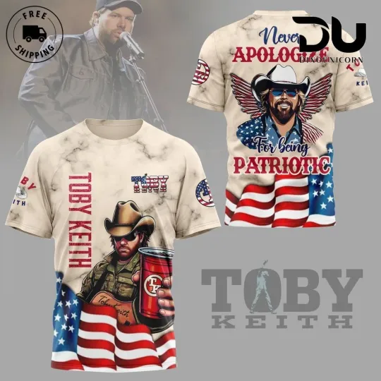 Toby Keith Never Apologize For Being Patriotic 3D T-Shirt