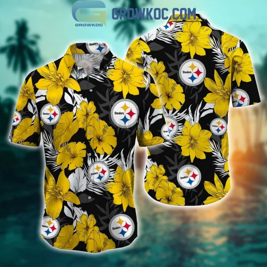 Discover Pittsburgh Football Team Steelerss Hawaiian Button Down Shirt Unisex Adults