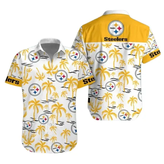 Discover Pittsburgh Football Team Steelerss Hawaiian Button Down Shirt Unisex Adults