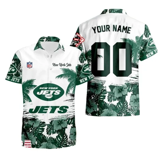 Discover New York Football Team Jetss Hawaiian Button Down Shirt Unisex Adults S-5XL