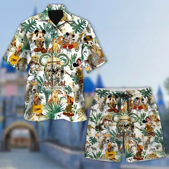 Discover Mickey And Friends Safari Hawaiian Button Down Shirt Unisex Adults S-5XL