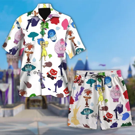 Discover Inside Out Characters Hawaiian Button Down Shirt Unisex Adults S-5XL