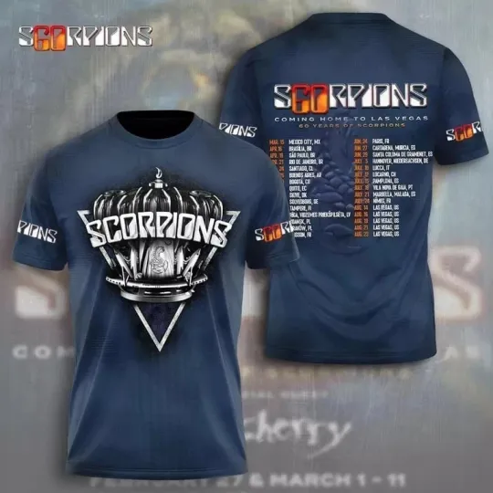 Discover Scorpions Band 3D T-Shirt 2025 World Tour Coming Home To Las Vegas