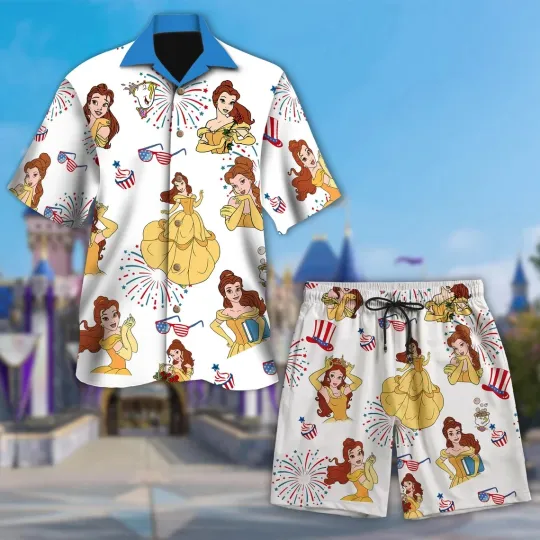 Discover Belle Princess 4th July Hawaiian Shirt and Short