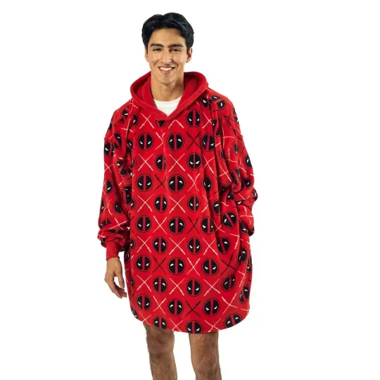 Deadpool Logo Diamond Pattern Hoodie Blanket Oversized Wearable Snuggie