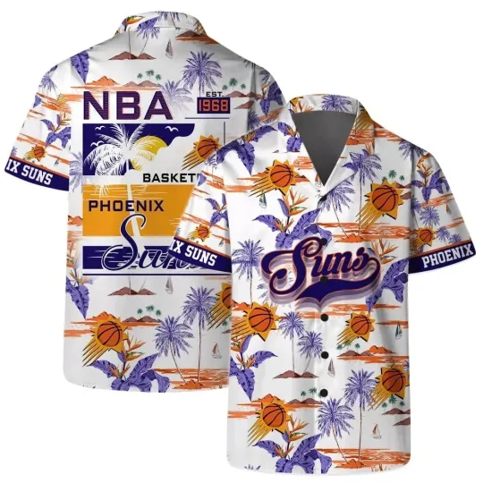 Discover Phoenix Basketball Team Sunss Hawaiian Button Down Shirt Unisex Adults S-5XL