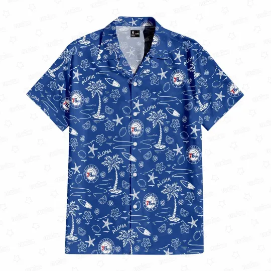 Discover Philadelphia Basketball Team 76erss Hawaiian Button Down Shirt Unisex Adults