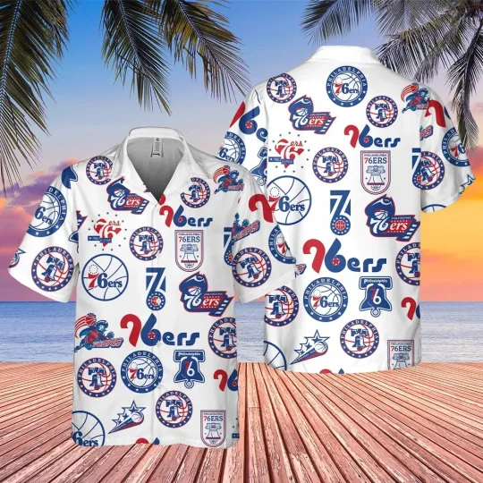 Discover Philadelphia Basketball Team 76erss Hawaiian Button Down Shirt Unisex Adults