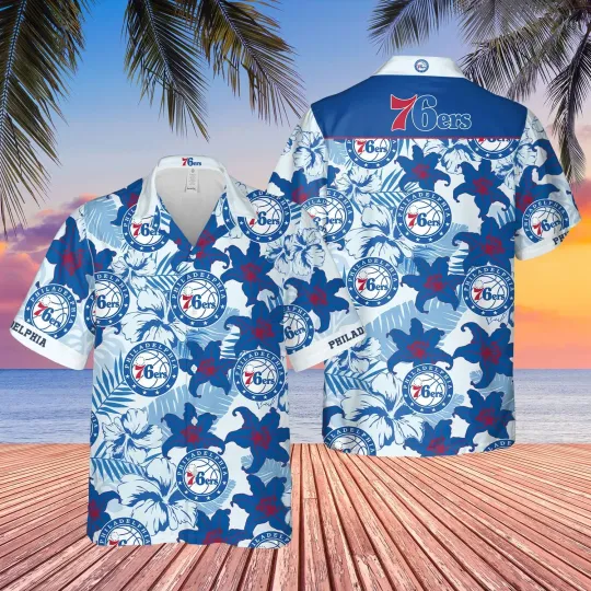Discover Philadelphia Basketball Team 76erss Hawaiian Button Down Shirt Unisex Adults