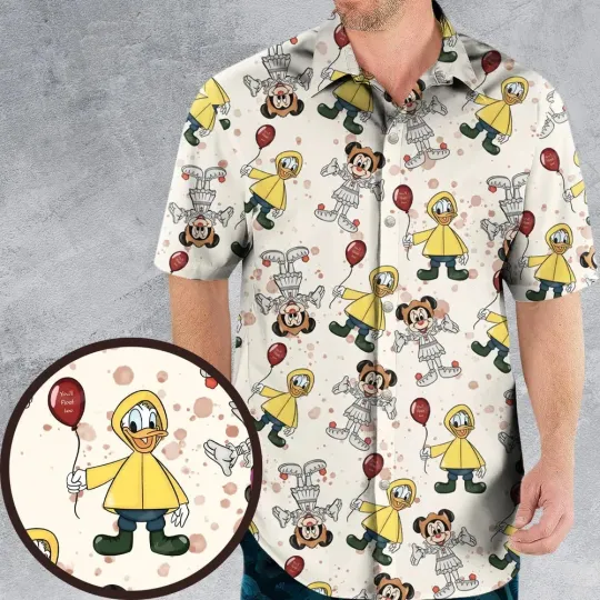 Discover Mouse And Duck Clown Hawaiian Button Down Shirt
