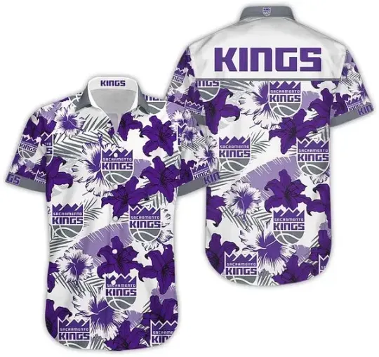 Discover Sacramento Basketball Team Kingss Hawaiian Button Down Shirt Unisex Adults S-5XL