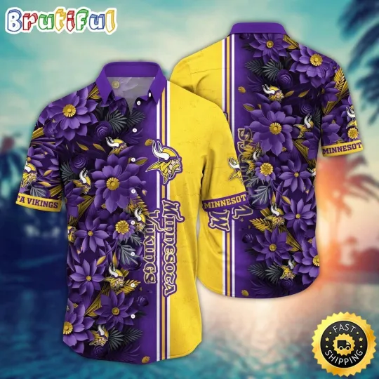 Discover football Minnesota Vikings Hawaiian Shirt Flower Tropical Vibes Shirts