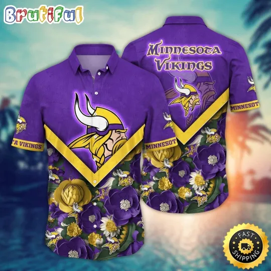 football Minnesota Vikings Hawaiian Shirt Flower Summer Ready Shirt