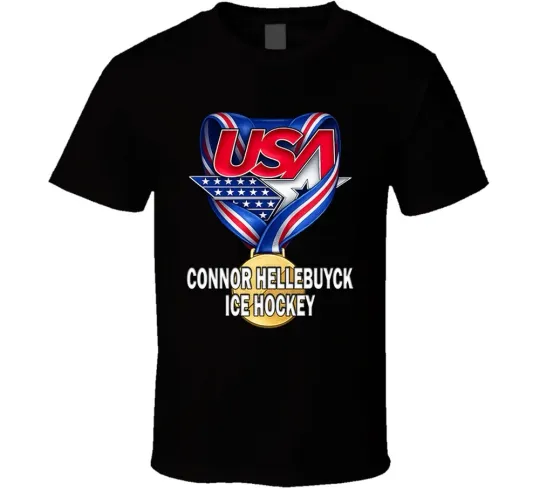 Discover Connor Hellebuyck USA Milano Cortina 2026 Ice Hockey Gold Medal T-Shirt