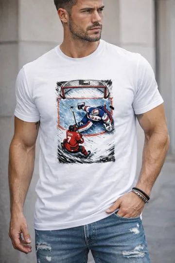 Discover Connor Hellebuyck Team USA Hockey Gold T-Shirt Large