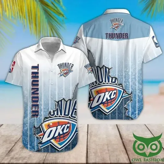 Oklahoma City Basketball Team Thunders Hawaiian Button Down Shirt Unisex Adults