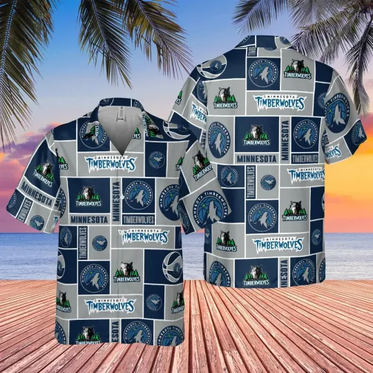 Discover Minnesota Basketball Team Timberwolvess Hawaiian Button Down Shirt Unisex Adults
