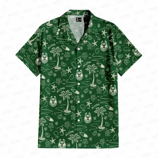 Discover Milwaukee Basketball Team Buckss Hawaiian Button Down Shirt Unisex Adults S-5XL