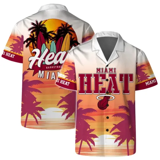 Discover Miami Basketball Team Heats Hawaiian Button Down Shirt Unisex Adults S-5XL