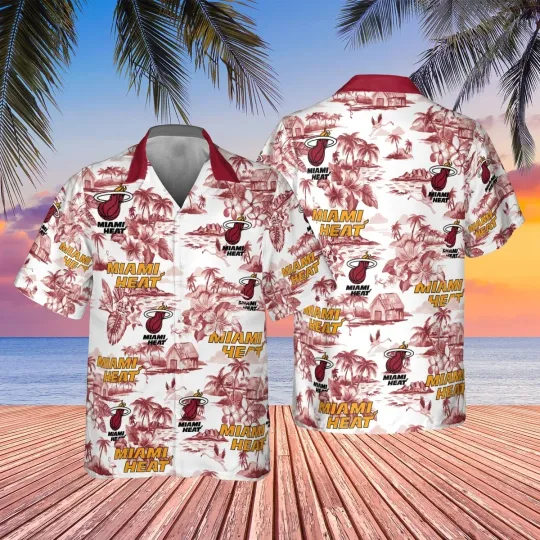 Discover Miami Basketball Team Heats Hawaiian Button Down Shirt Unisex Adults S-5XL