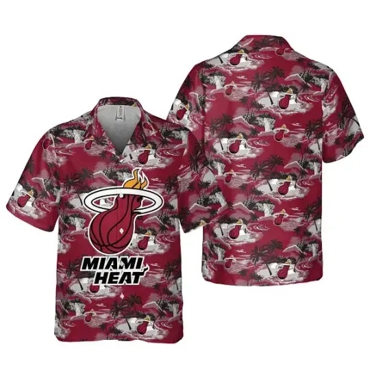 Discover Miami Basketball Team Heats Hawaiian Button Down Shirt Unisex Adults S-5XL