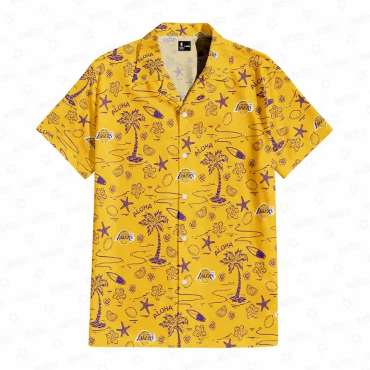 Discover Los Angeles Basketball Team Lakerss Hawaiian Button Down Shirt Unisex Adults
