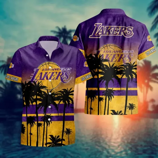 Discover Los Angeles Basketball Team Lakerss Hawaiian Button Down Shirt Unisex Adults