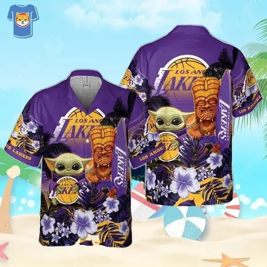 Discover Los Angeles Basketball Team Lakerss Hawaiian Button Down Shirt Unisex Adul