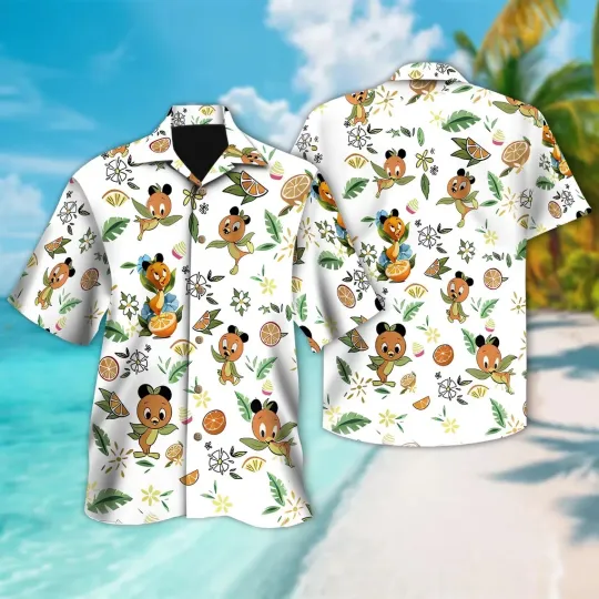 Discover Orange Bird Hawaiian Button Down Shirt