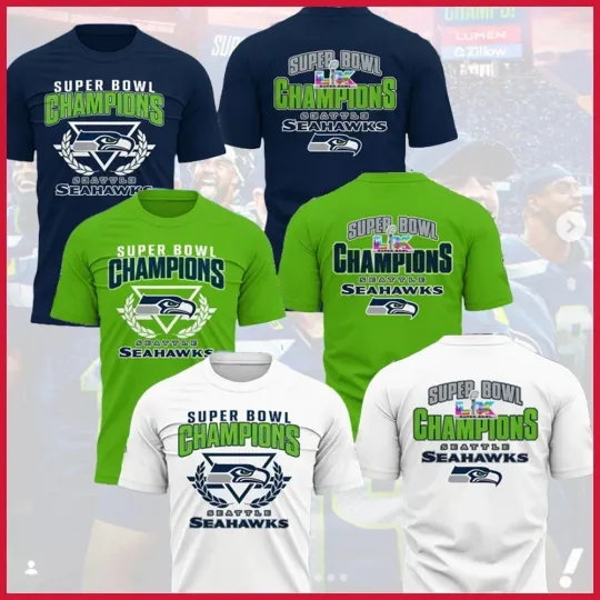 Discover Seattle Seahawks Super Bowl LX Champions 2026 Double Sided T-Shirt for Fans