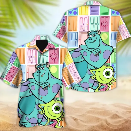 Discover Monster Inc World Hawaiian Button Down Shirt