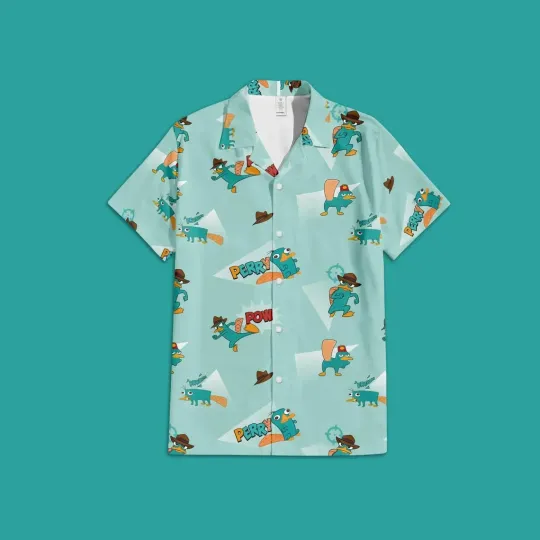 Perry the Platypus Hawaiian Button Down Shirt