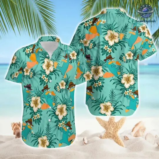 Perry The Platypus Hawaiian Button Down Shirt