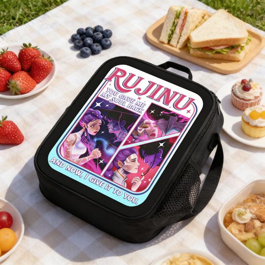 Rujinu Huntrix Kpop Demon Hunters Lunch Bag: Anime Idol Insulated Cooler Tote