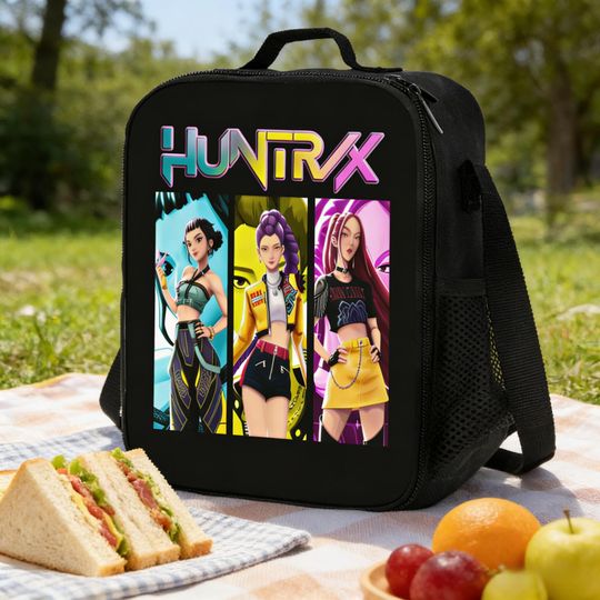 Huntrix Kpop Demon Hunters Anime Lunch Bag: Insulated Cooler Tote for School, Travel