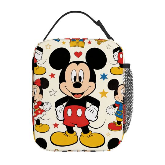 Discover 1pc Mickey Mouse theme Printed Lunch Bag Handbag High-Quality Cute Casual Party Picnic School Gift for Daily Use