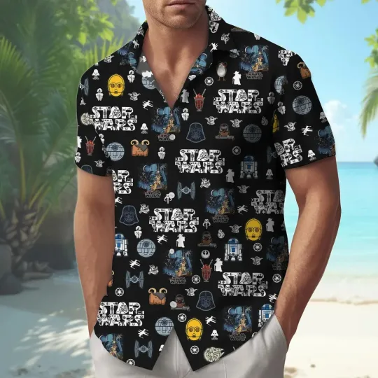 Discover Star Wars Hawaiian Button Down Shirt Unisex Adults S-5XL