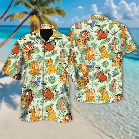 Discover Lion King Hawaiian Button Down Shirt Unisex Adults S-5XL