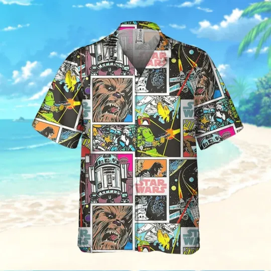 Discover Star Wars Hawaiian Button Down Shirt Unisex Adults S-5XL