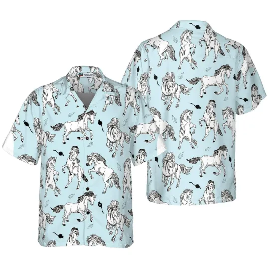 Discover Horse Hawaiian Button Down Shirt Unisex Adults S-5XL