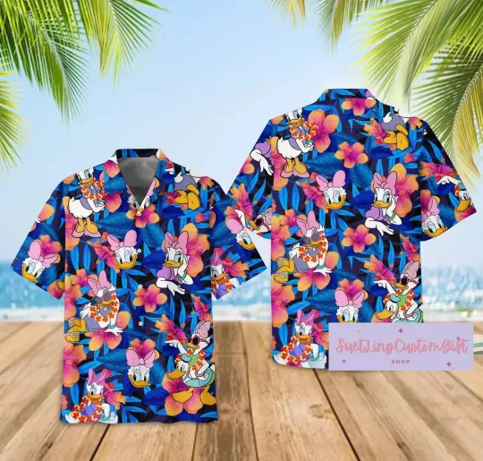 Discover Daisy Duck Hawaiian Button Down Shirt Unisex Adults S-5XL